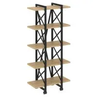 Стеллаж на колесных опорах - 5 полки VR.L-MST.K-5.4V (тиквуд светлый/черный)