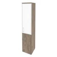 Шкаф высокий узкий правый (1 низкий фасад ЛДСП + 1 средний фасад стекло лакобель белое в раме) ONIX O.SU-1.2R(R) white