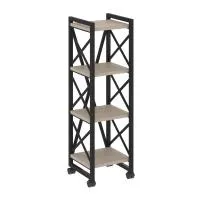 Стеллаж на колесных опорах - 4 полки VR.L-MST.K-4.4 (дуб аттик/черный)