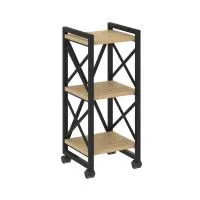 Стеллаж на колесных опорах - 3 полки VR.L-MST.K-3.4 (тиквуд светлый/черный)