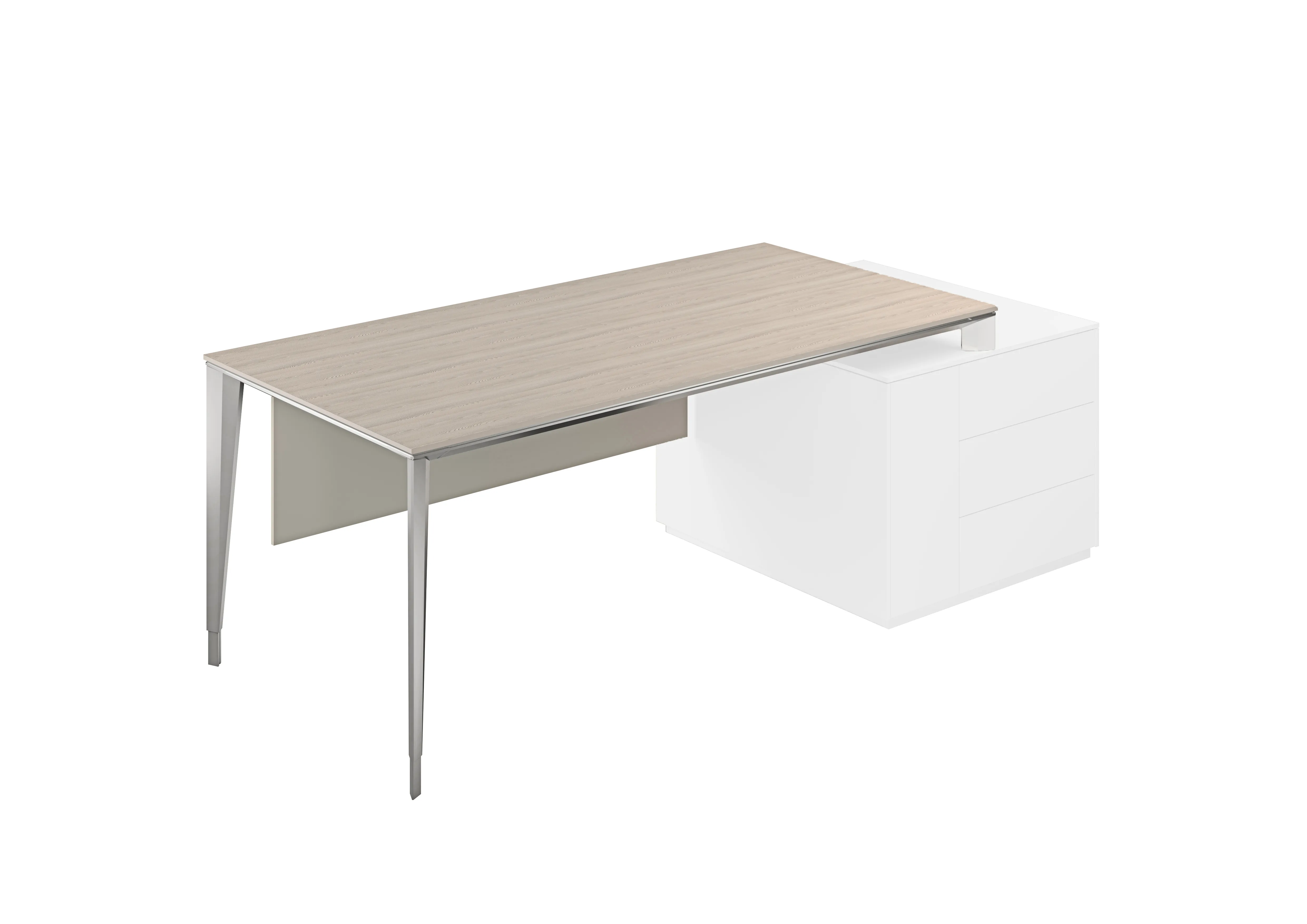 Стол под опорную тумбу 800 правый, ясень наварра, мк алюминий  Atlas NZ-0106.YN.AL R