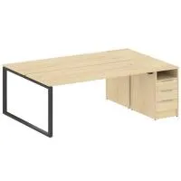 Рабочая станция на О-образном м/к с опорной тумбой Metal System БО.РС-СТП-2.5