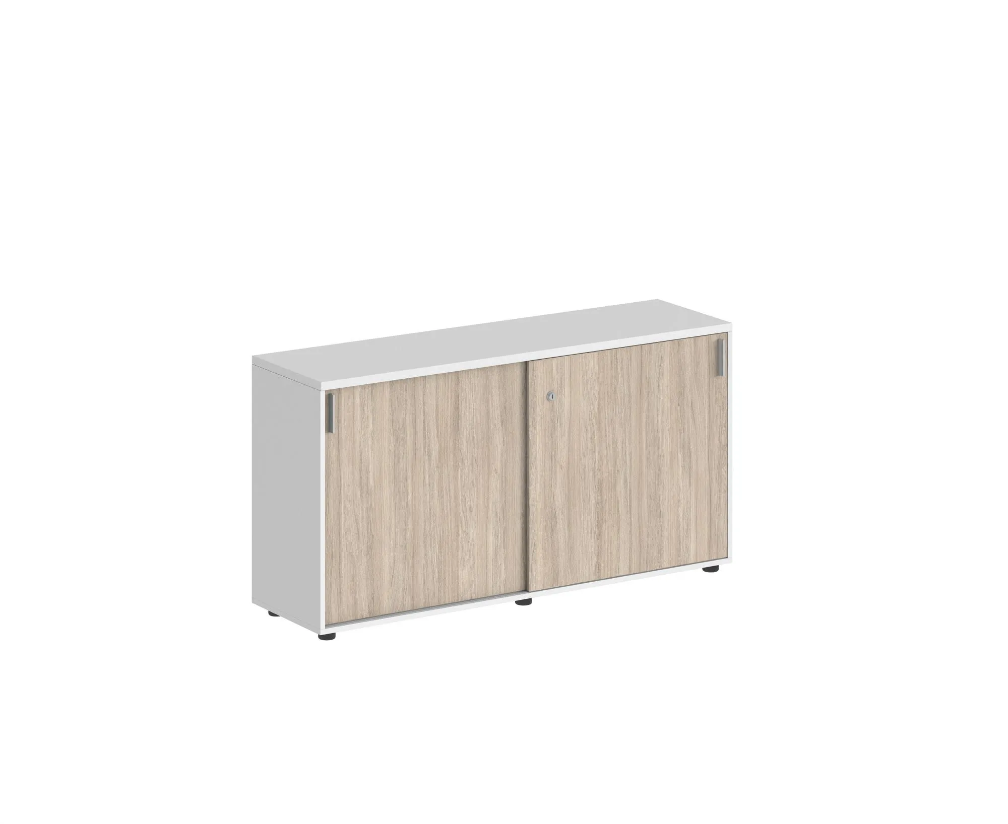 Шкаф-купе низкий  с замком, корпус белый, фасады дуб светлый, Sigma SG.702.WH.OL