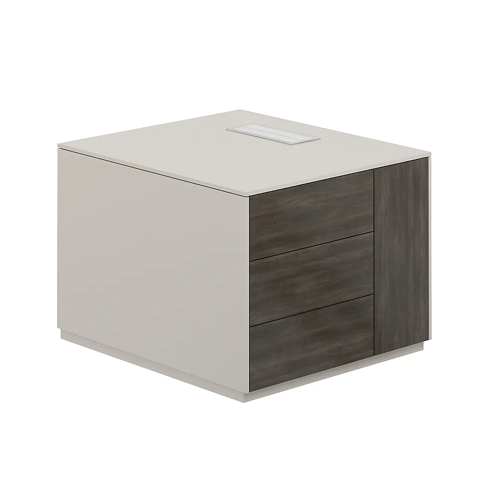 Тумба опорная правая, обвязка серый камень, фасады бренсон трюфель, Atlas NZ-0222.GS.BT.R