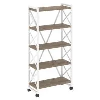 Стеллаж на колесных опорах - 5 полки VR.L-MST.K-5.8 (тиквуд темный/белый)