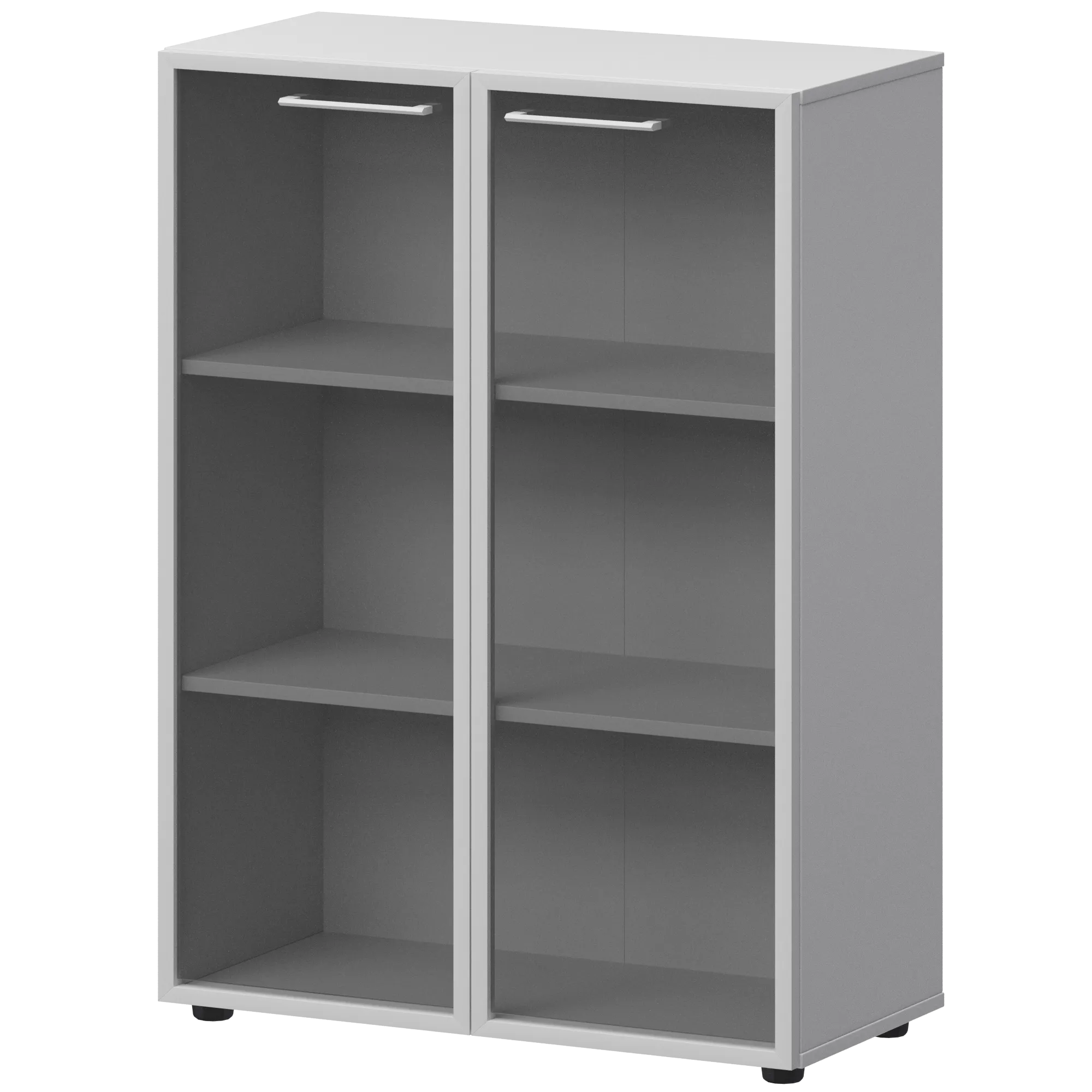 КОРТЕЗ Шкаф средний со стеклом в ал. рамке СМШ38RS Белый 792x382x1189