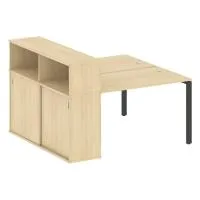 Рабочая станция на П-образном м/к с опорным шкафом-купе Metal System БП.РС-СШК-2.2