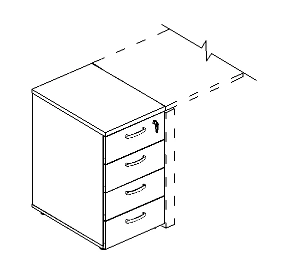 Тумба приставная 4-х ящичная с замком A4 9220