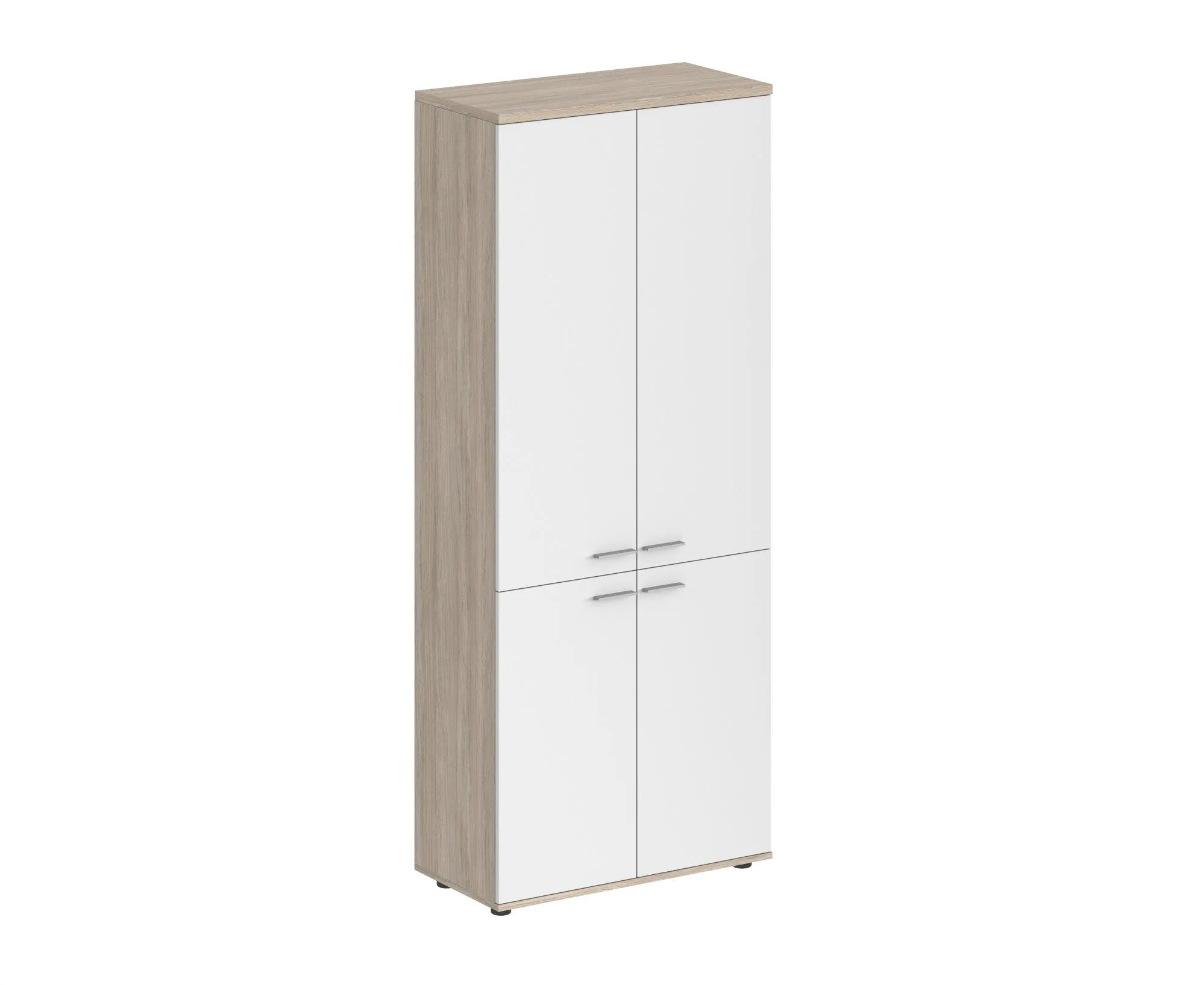 Шкаф высокий, 4-х дв., з.ст HDF, корпус дуб светлый, фасады белый, Sigma SG.801.OL.WH.WH