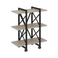 Стеллаж на колесных опорах - 3 полки VR.L-MST.K-3.4V (дуб аттик/черный)