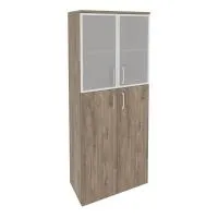 Шкаф высокий широкий (2 средних фасада ЛДСП + 2 низких фасада стекло в раме) ONIX O.ST-1.7R