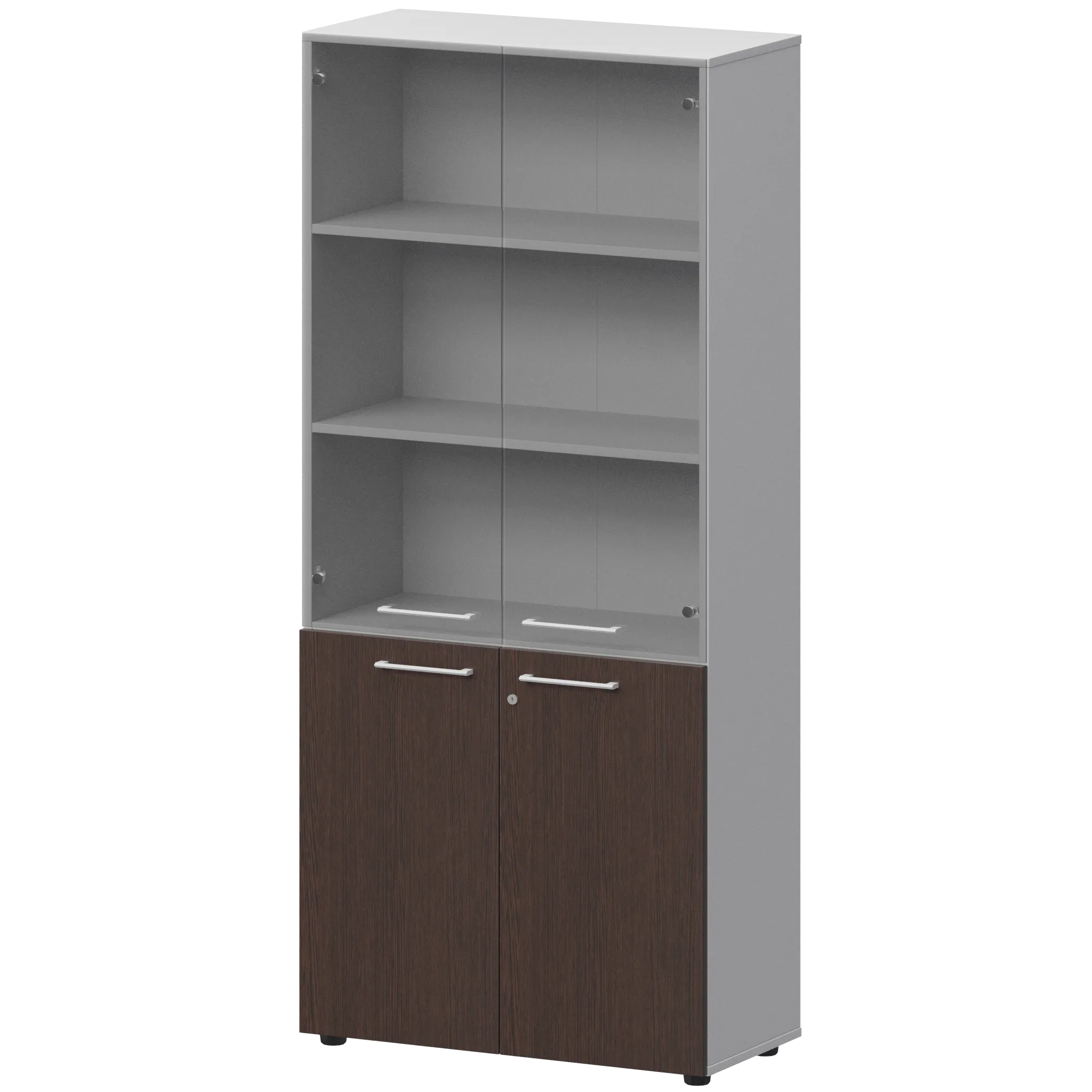 КОРТЕЗ Шкаф высокий закрытый с стеклом СМШ58.28F.38SМ Дуб венге/Белый 792x380x1963