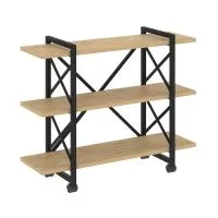 Стеллаж на колесных опорах - 3 полки VR.L-MST.K-3.8V (тиквуд светлый/черный)