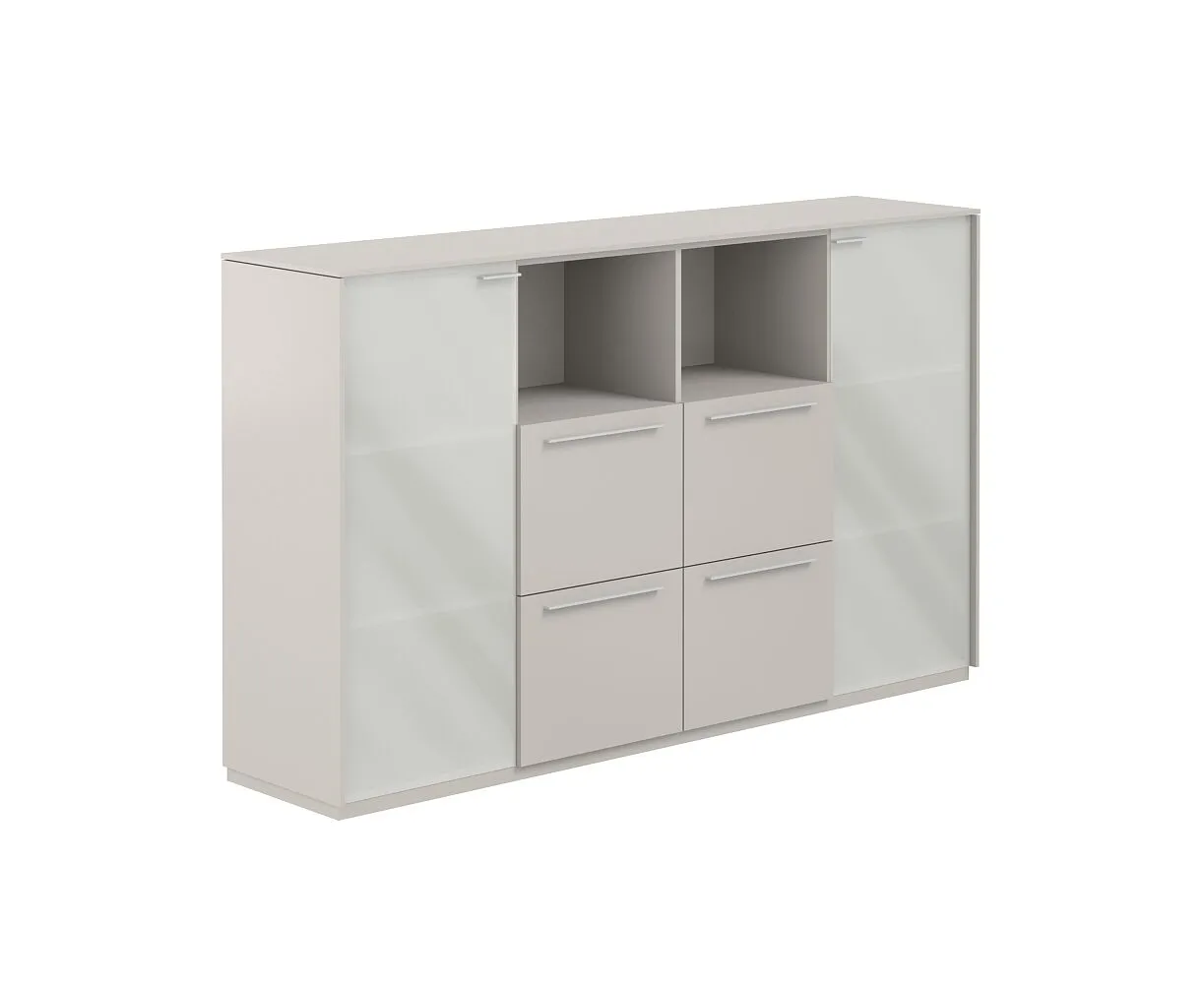 Шкаф средний, обвязка серый камень, фасады серый камень, Atlas NZ-0336.GS.GS