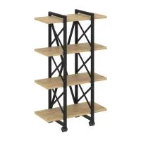 Стеллаж на колесных опорах - 4 полки VR.L-MST.K-4.4V (тиквуд светлый/черный)