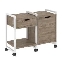 Тумба на колесных опорах наборная VR.L-TN-3.K (тиквуд темный/белый)