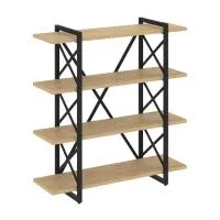Стеллаж на регулируемых опорах - 4 полки VR.L-MST.O-4.8V (тиквуд светлый/черный)