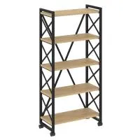 Стеллаж на колесных опорах - 5 полки VR.L-MST.K-5.8 (тиквуд светлый/черный)