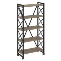 Стеллаж на колесных опорах - 5 полки VR.L-MST.K-5.8 (тиквуд темный/черный)