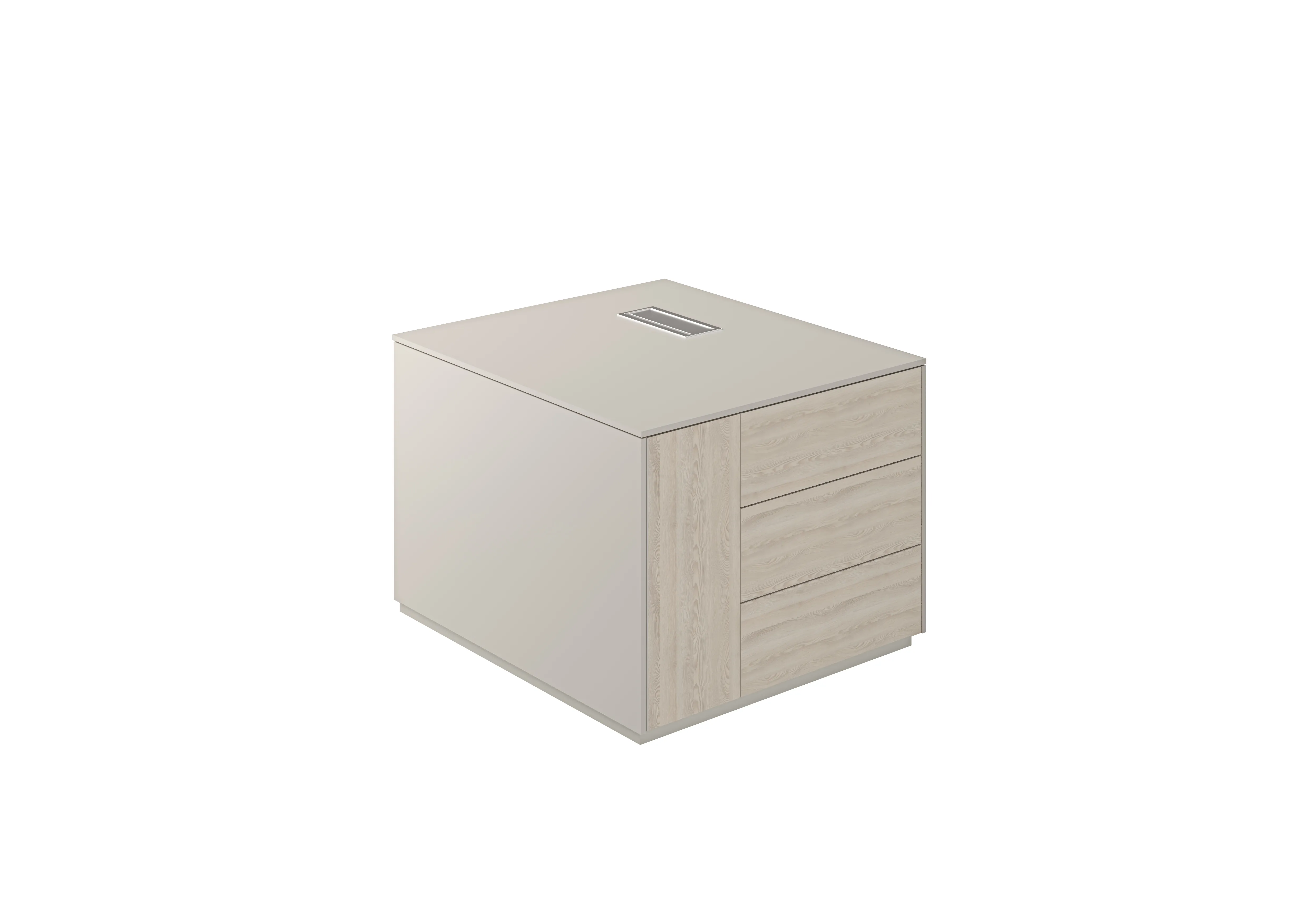 Тумба опорная правая, обвязка серый камень, фасады ясень наварра, Atlas NZ-0222.GS.YN.R