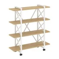 Стеллаж на колесных опорах - 4 полки VR.L-MST.K-4.8V (тиквуд светлый/белый)