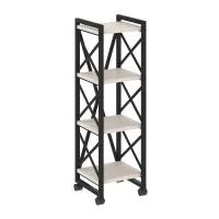 Стеллаж на колесных опорах - 4 полки VR.L-MST.K-4.4 (денвер светлый/черный)