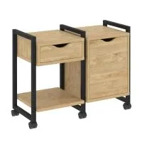 Тумба на колесных опорах наборная VR.L-TN-3.K (тиквуд светлый/черный)