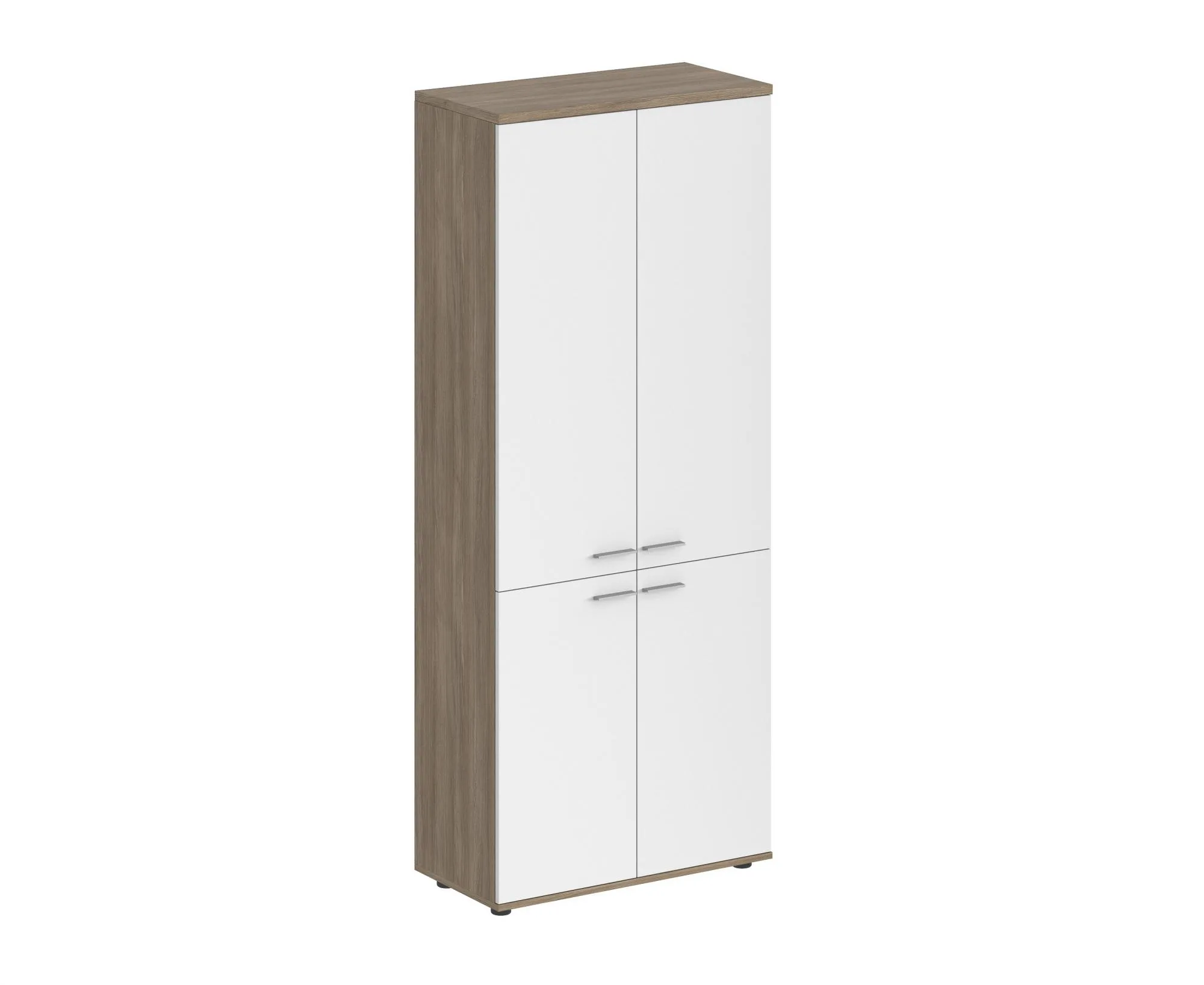 Шкаф высокий, 4-х дв., з.ст HDF, корпус дуб темный, фасады белый Sigma SG.801.OD.WH.WH