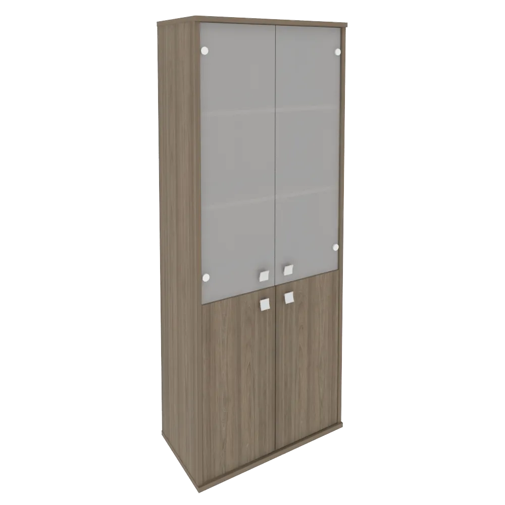 Шкаф высокий широкий (2 низкие двери ЛДСП, 2 средние двери стекло) Style Л.СТ-1.2