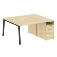 Рабочая станция на А-образном м/к с опорной тумбой Metal System БА.РС-СТП-2.2