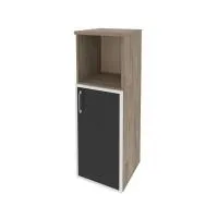 Шкаф средний узкий правый (1 низкий фасад стекло лакобель черное в раме) ONIX O.SU-2.2R(R) black