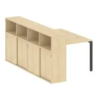 Рабочая станция на П-образном м/к с опорным шкафом-купе Metal System БП.РС-СШК-4.1