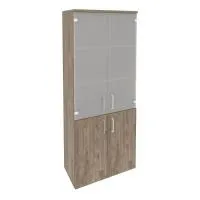 Шкаф высокий широкий (2 низких фасада ЛДСП + 2 средних фасада стекло) ONIX O.ST-1.2