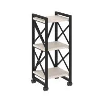 Стеллаж на колесных опорах - 3 полки VR.L-MST.K-3.4 (денвер светлый/черный)