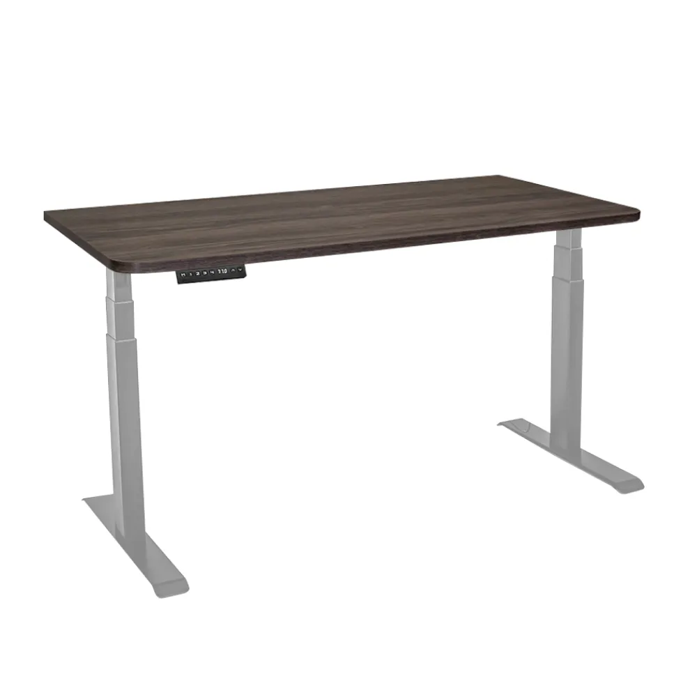 Стол с регулировкой высоты электрический LuxAlto LA-T33-2A3 серый/дуб коричневый ЛДСП 140*60*2.5