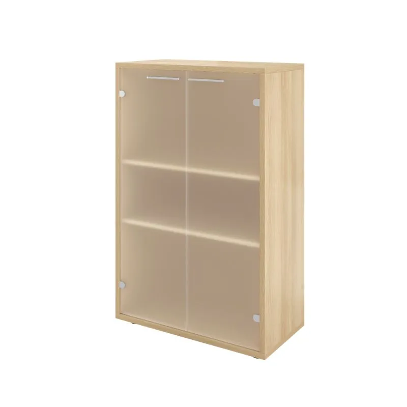 Шкаф низкий со стеклом (сатин) Дублин ДБ42 (акация)