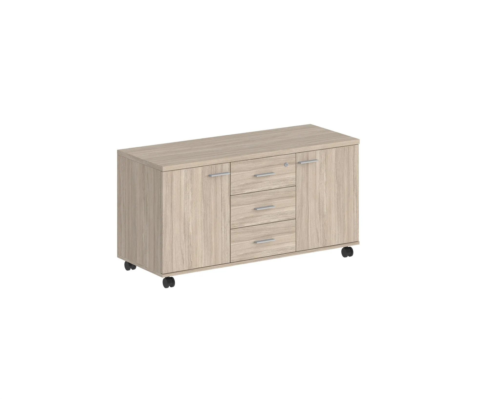 Тумба сервисная с 3 ящ., с замком, корпус дуб светлый, фасады дуб светлый, Sigma SG.621.OL.OL