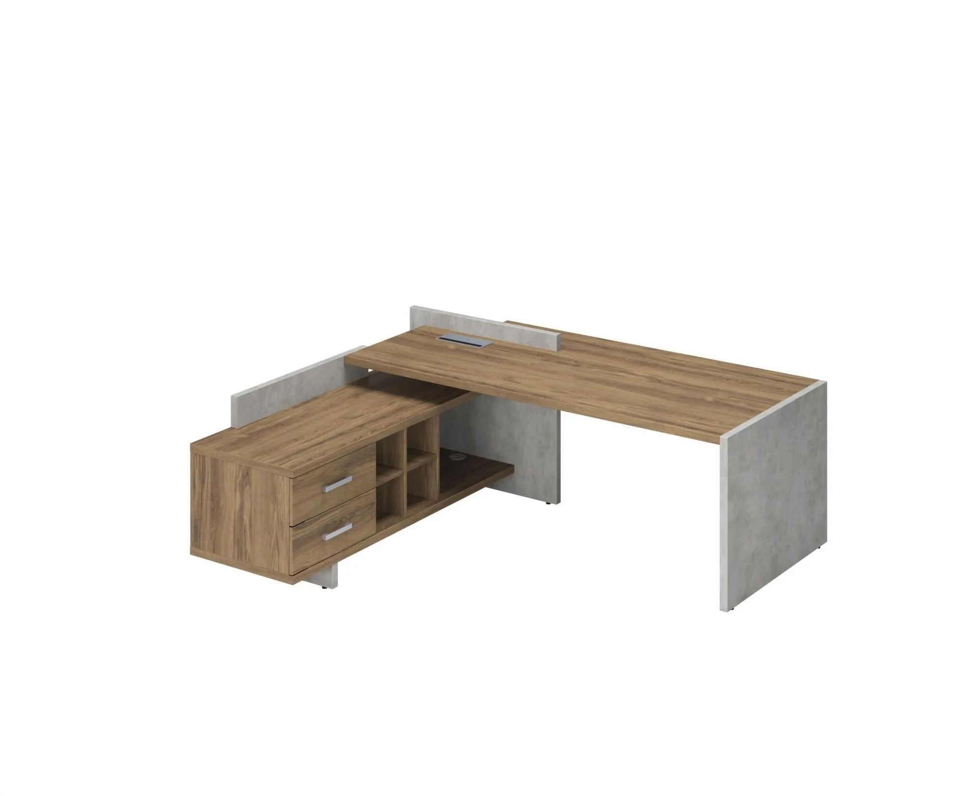 Стол руководителя левый, Дуб Чарльстон/Бетон Чикаго, Wood&Stone СФ-531221