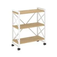 Стеллаж на колесных опорах - 3 полки VR.L-MST.K-3.8 (тиквуд светлый/белый)
