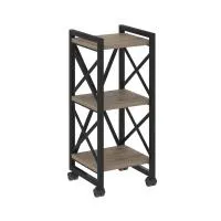 Стеллаж на колесных опорах - 3 полки VR.L-MST.K-3.4 (тиквуд темный/черный)