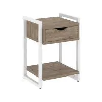 Тумба на регулируемых опорах с ящиком и полкой VR.L-T1.O (тиквуд темный/белый)