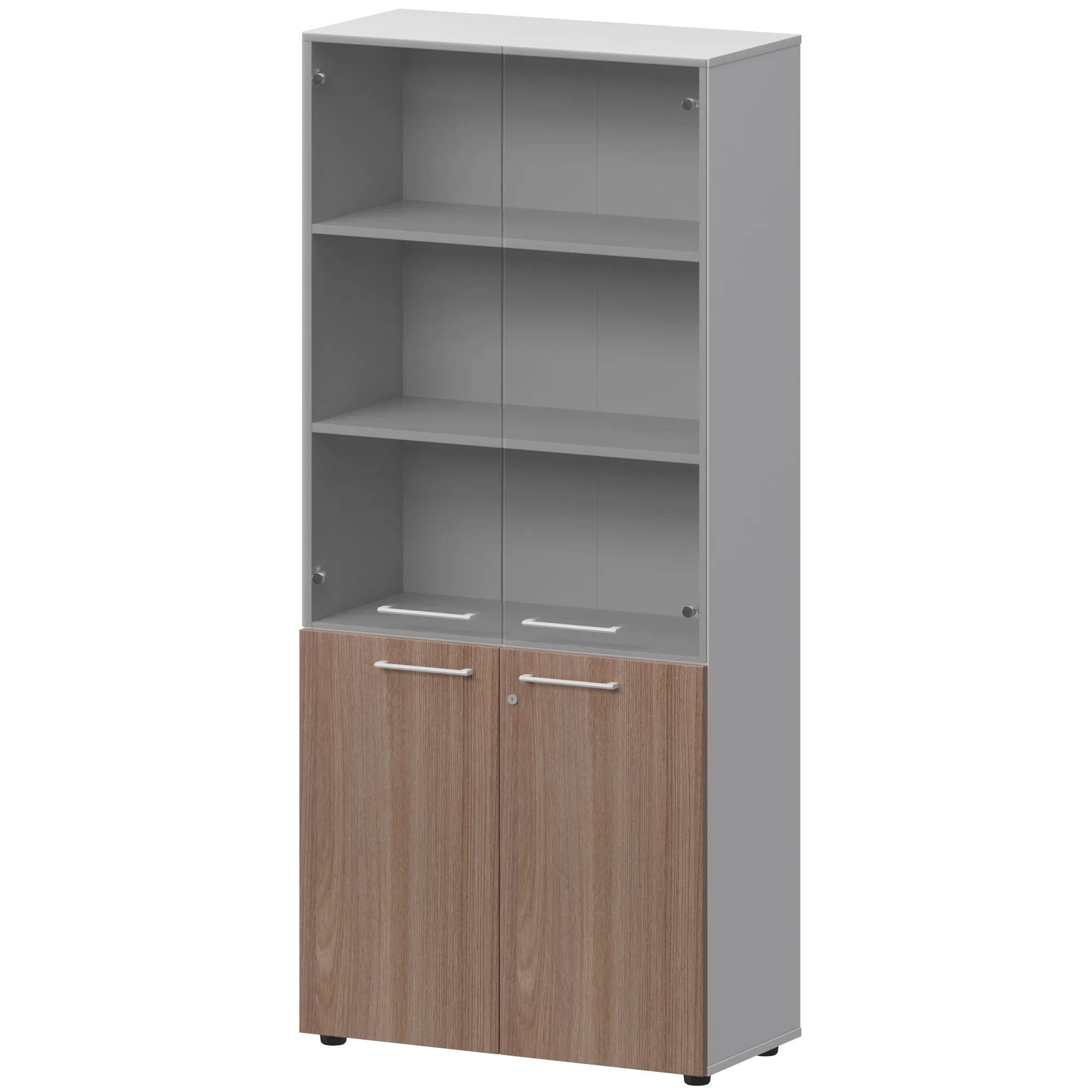 КОРТЕЗ Шкаф высокий закрытый с стеклом СМШ58.28F.38SМ Темный шимо/Белый 792x380x1963
