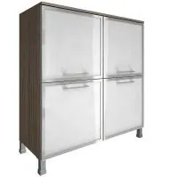 Шкаф четырехсекционный (4 фасада квадратных стекло в раме лакобель) Yalta LT.SD-1.2 R black/white