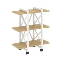Стеллаж на колесных опорах - 3 полки VR.L-MST.K-3.4V (тиквуд светлый/белый)
