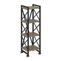 Стеллаж на колесных опорах - 4 полки VR.L-MST.K-4.4 (тиквуд темный/черный)