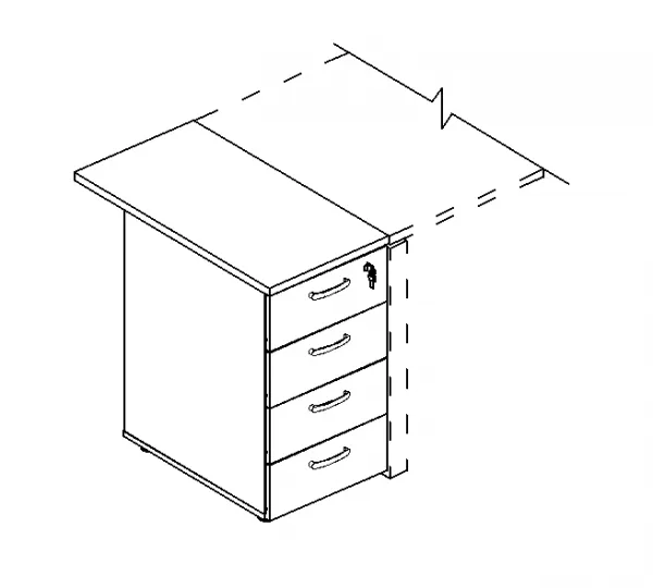 Тумба приставная 4-х ящичная с замком A4 9222