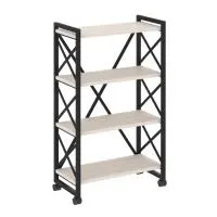 Стеллаж на колесных опорах - 4 полки VR.L-MST.K-4.8 (денвер светлый/черный)