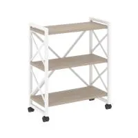 Стеллаж на колесных опорах - 3 полки VR.L-MST.K-3.8 (дуб аттик/белый)