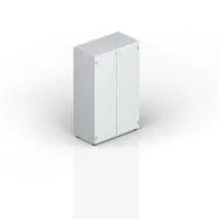 Шкаф для документов (2 белые матовые стеклянные двери, 2 полки, ручки - хром) Mahia Executive EMMS564BL