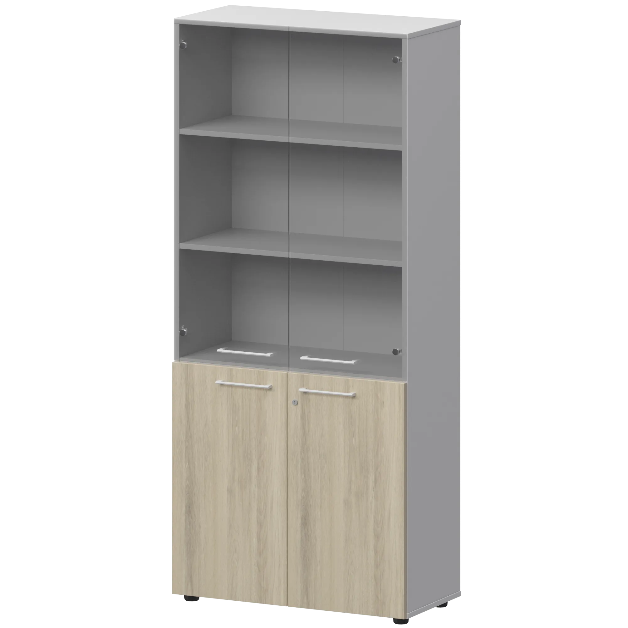 КОРТЕЗ Шкаф высокий закрытый с стеклом СМШ58.28F.38SМ Кронберг/Белый 792x380x1963
